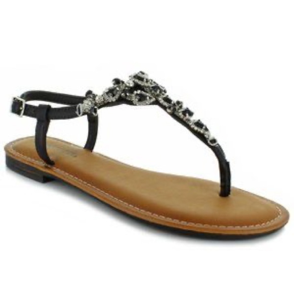 Marbella black rhinestone sandals flip flop